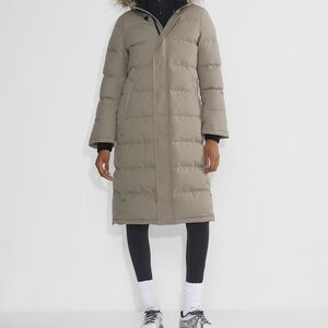 Aritzia White Long Powder Parka Super Puff with Fur Trim